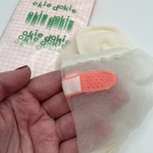 NWT Okie Dokie Sheer Socks with Bandage on Heel - Womens Trendy Mesh Socks - Picture 3 of 6